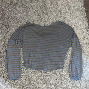 Free people blue and orange striped sweater (reversible) (tie in back)